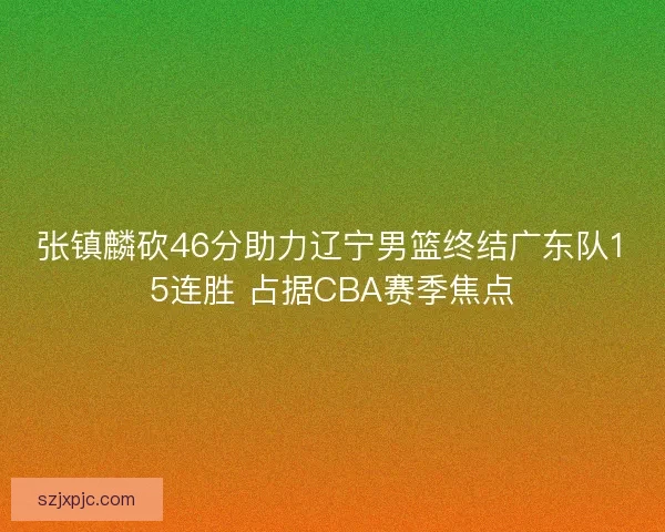 张镇麟砍46分助力辽宁男篮终结广东队15连胜 占据CBA赛季焦点